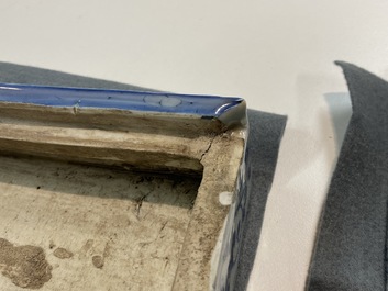 A Japanese blue and white Shoki-Imari rectangular box and cover, Edo